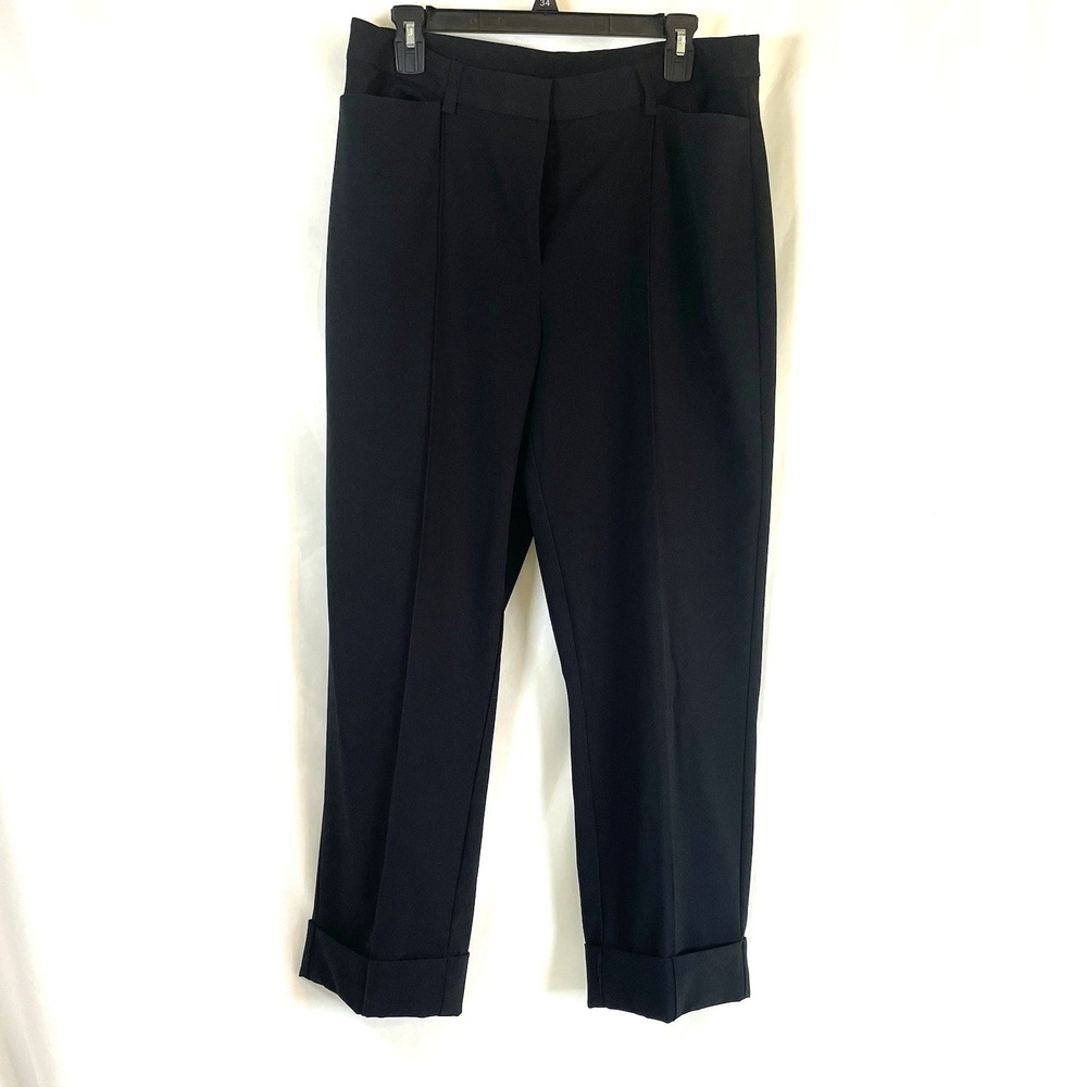 EMALINE Womens 12 Modern Straight Leg Cropped Black dress pants 2" Cuff